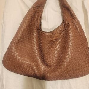 Italian Brown Woven Leather Shoulder Bag